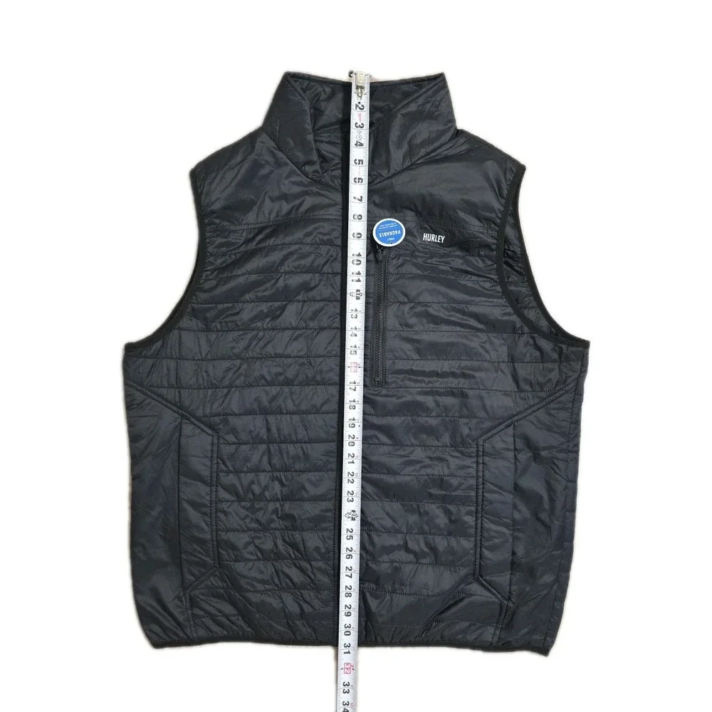 Hurley Men's Green And Black Quilted Vest with Zip Pockets Size‎ XL